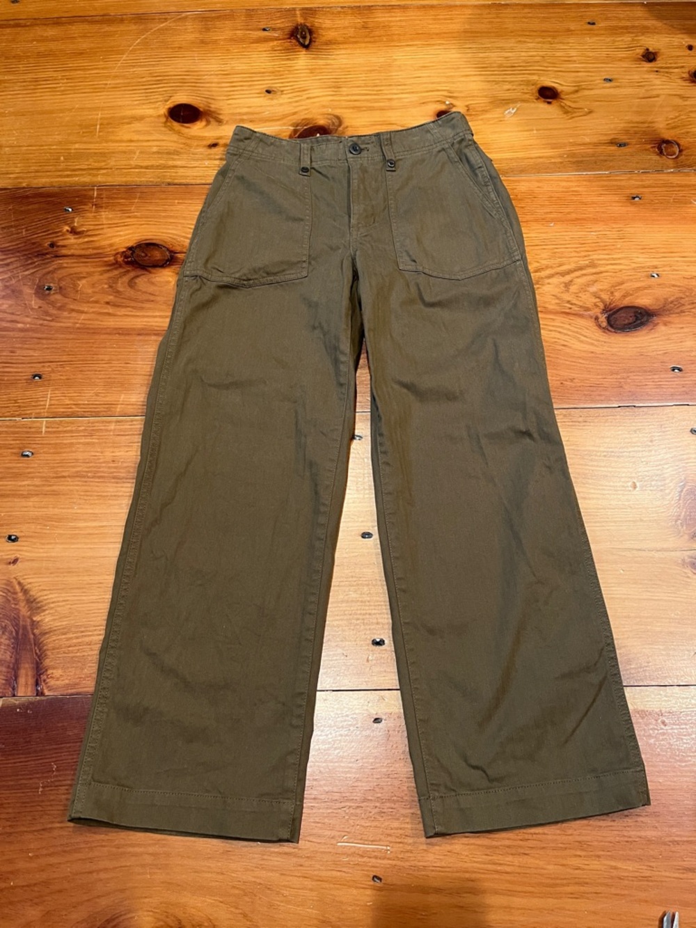 MADEWELL Petite 26P Olive The Perfect Vintage Wide-Leg Pant Cotton